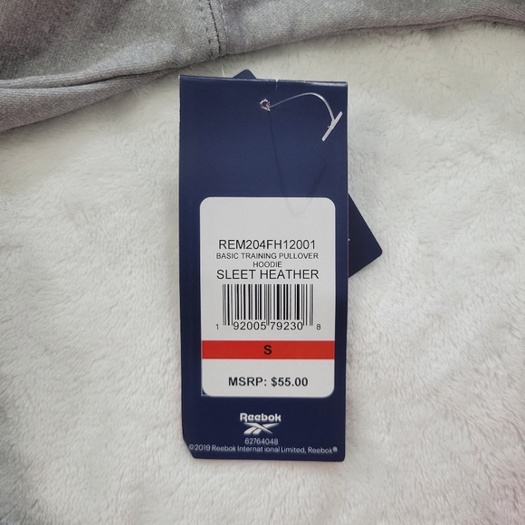 Reebok Sleet Hoodie in Heather Grey/Black Men's Size S - Picture 5 of 5